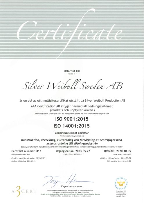 Certifikat ISO 9000 14001 SWS 2020